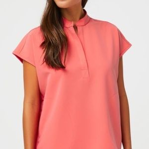 Figs Technical Collection Rafaela Scrub Top Size XS Hot Coral